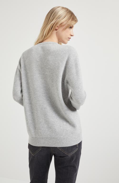 Shop Brunello Cucinelli English Rib Knit Sweater In Light Grey