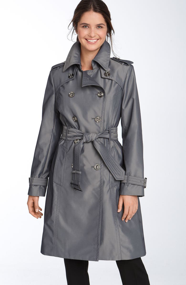 London Fog Iridescent Double Breasted Trench | Nordstrom