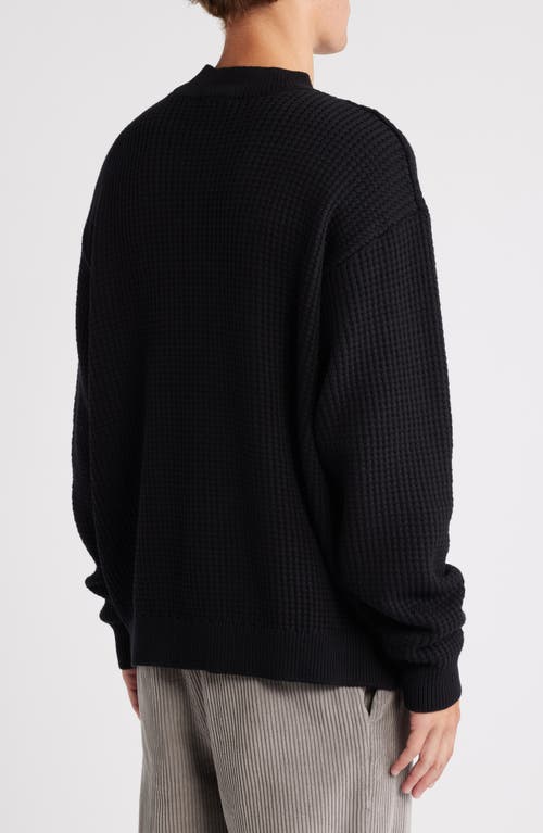 Shop Krost Chunky Cotton Crewneck Sweater In Black