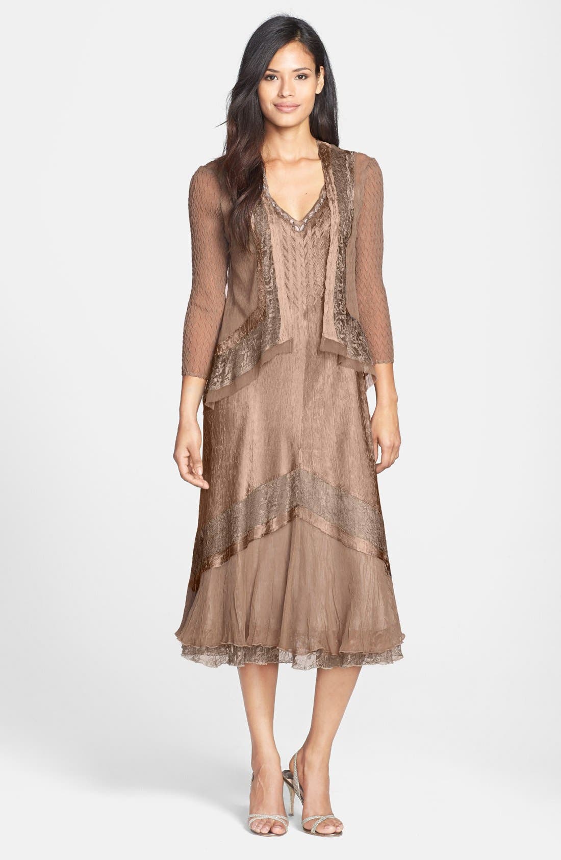 Komarov Embellished Mixed Media Dress & Jacket Nordstrom