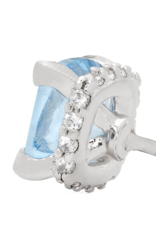 Shop Kate Spade Cushion Cubic Zirconia Stud Earrings In Light Sapphire/ Silver