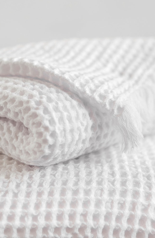 Mungo Organic Belgian Waffle Hand Towels Set Of 2 In White