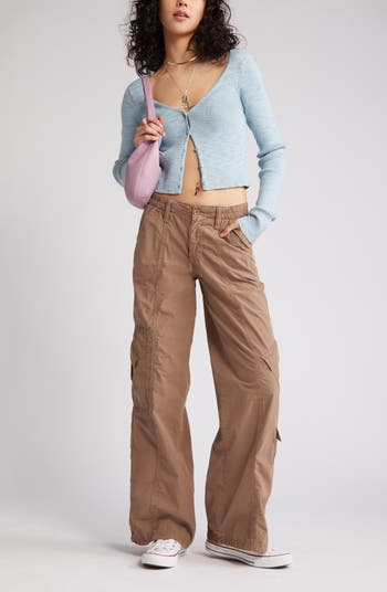 Bdg Urban Outfitters Luca Cotton & Linen Cargo Pants in Chocolate