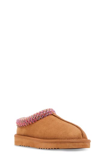 Steve Madden Kids'jordy Faux Shearling Lined Slipper In Cognac