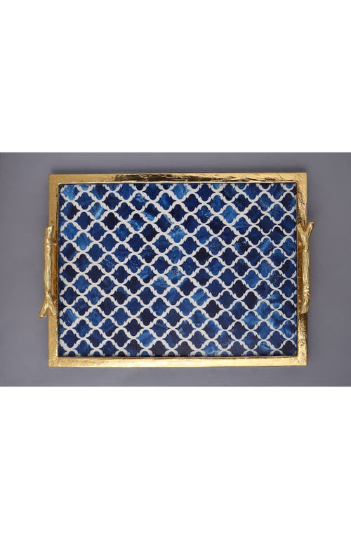 Tiramisu Handmade Decorative Resin Accent Tray In Blue