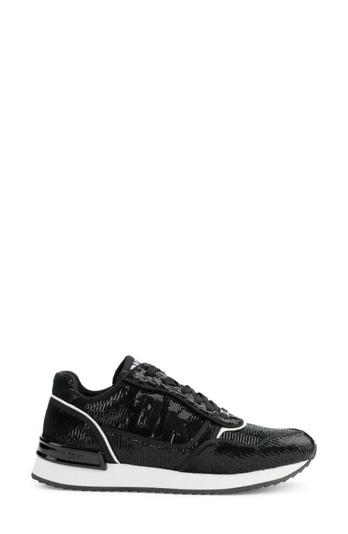 Shop Dkny Mabyn Sequin Sneaker In Black/white