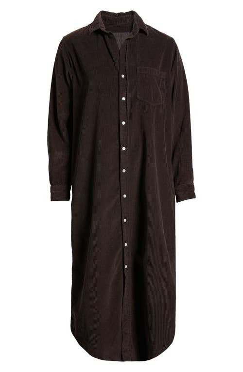 Shop Frank & Eileen Rory Long Sleeve Cotton Corduroy Midi Shirtdress In Espresso