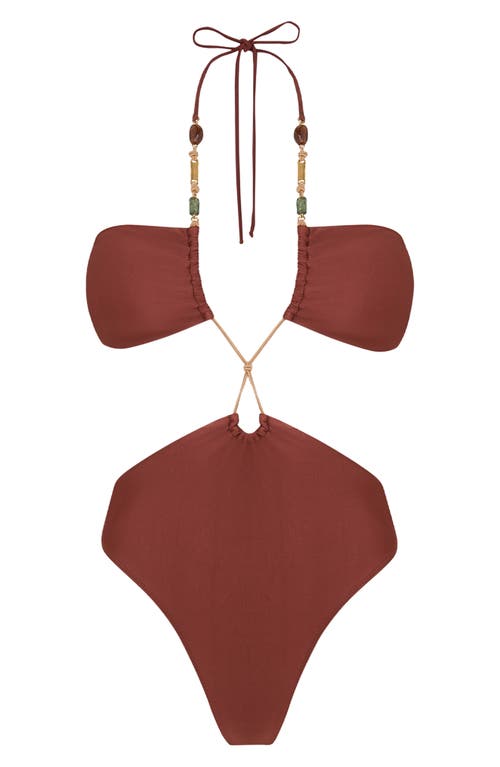 Shop Vix Swimwear Kaia Strappy One-piece Swimsuit In Brown