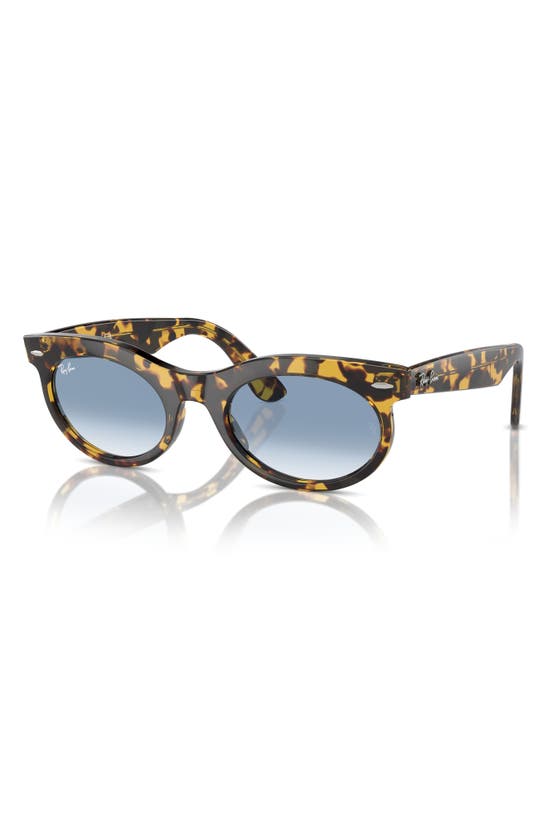 Ray Ban Wayfarer Oval Sunglasses Yellow Havana Frame Blue Lenses 53-22 In Mustard