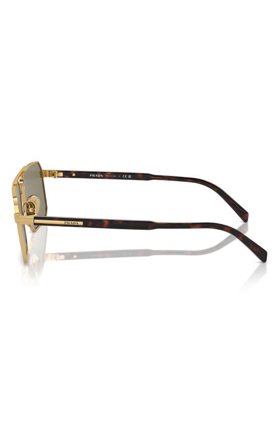 Shop Prada 61mm Rectangular Sunglasses In Gold/ Lite Brown