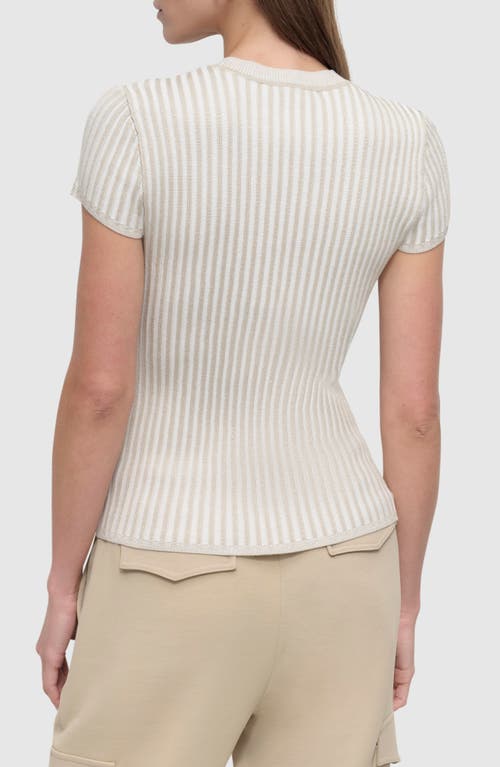 Shop Dkny Transfer Stitch Short Sleeve Sweater In Trench/ivory