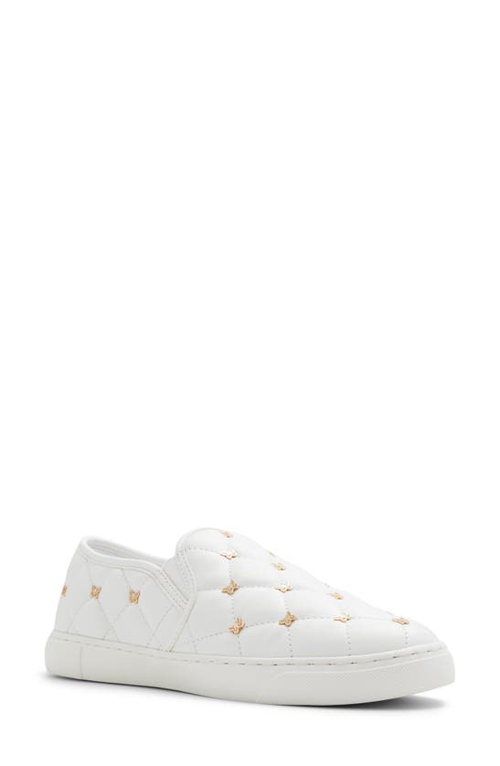 Aldo Frieswen Butterfly Quilted Slip-on Sneaker In White