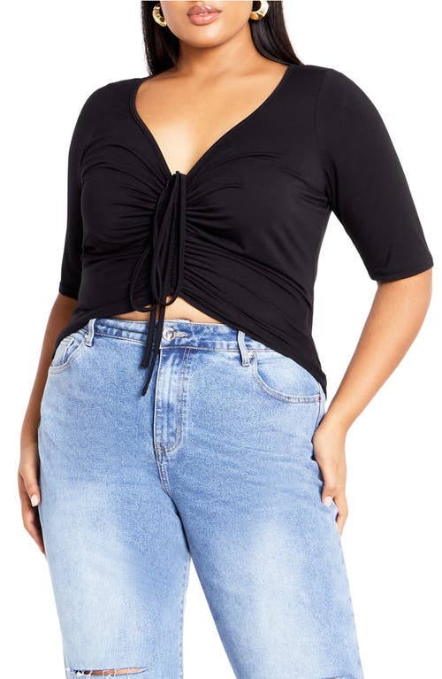 City Chic Mariana Ruched Crop Top In Black
