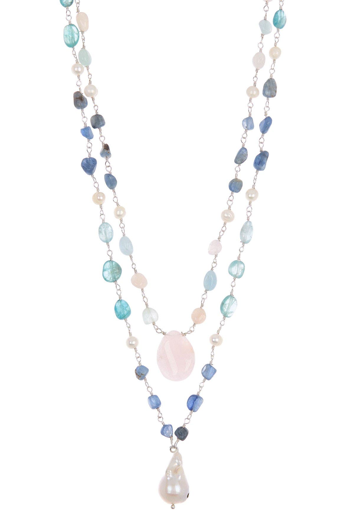 Adornia Sterling Silver Layered Mixed Stone Pendant Necklace