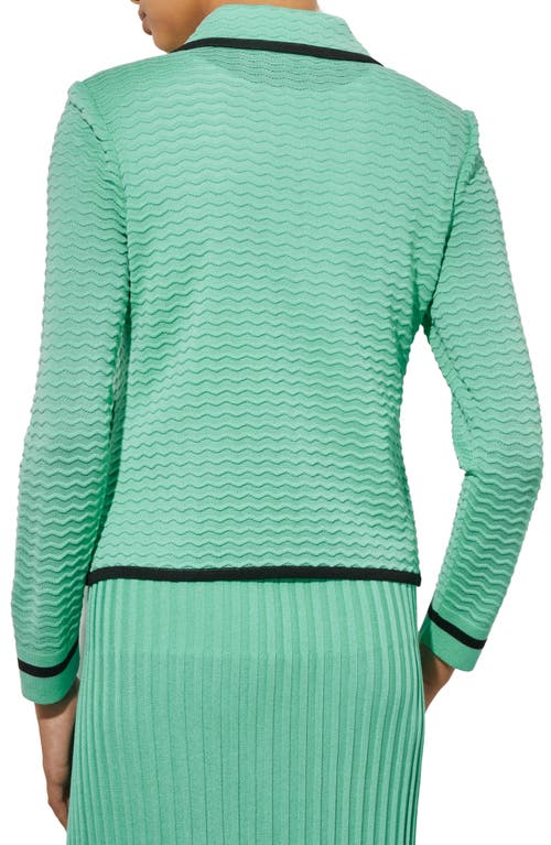 Ming Wang Contrast Trim Knit Jacket In Seaspray/black