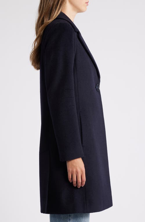 Via Spiga Single Breasted Wool Blend Coat In Navy