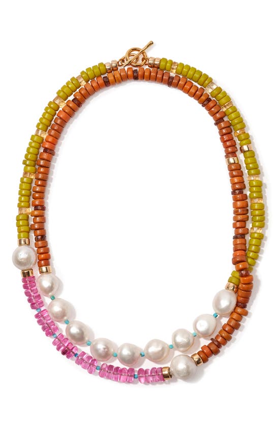 Shop Lizzie Fortunato Cabana Cultured Pearl Beaded Necklace In Multi