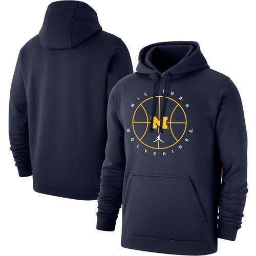 Men's Jordan Brand Navy Michigan Wolverines Basketball Icon Club Fleece Pullover Hoodie