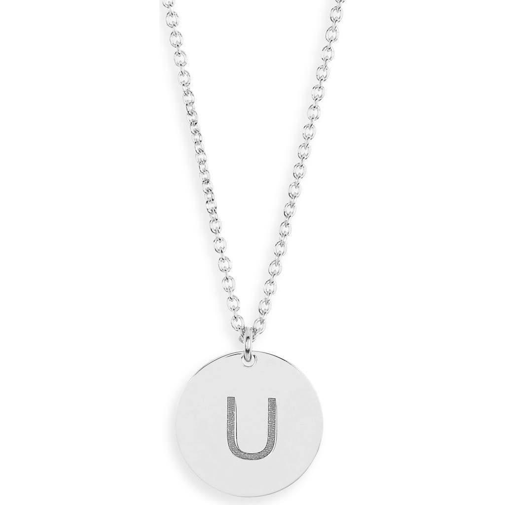 Meshmerise Initial Disc Pendant Necklace In White-u