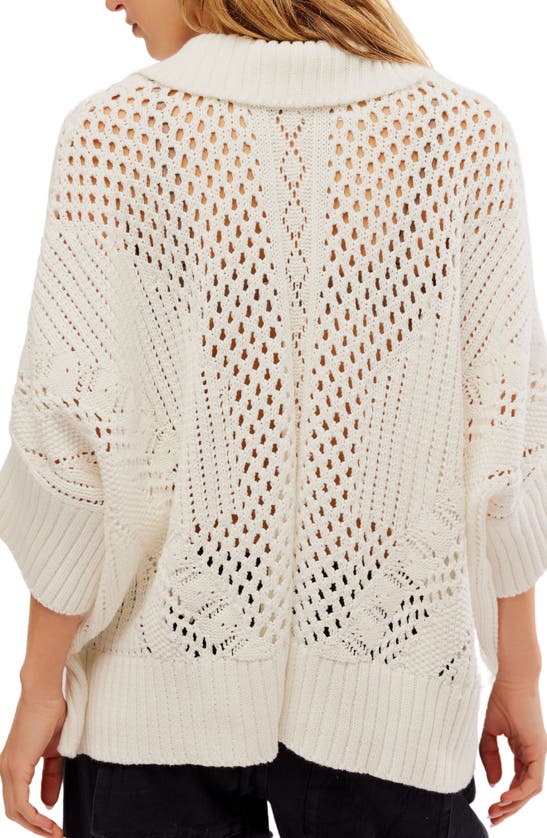 Shop Free People To The Point Open Stitch Polo Sweater In Optic White