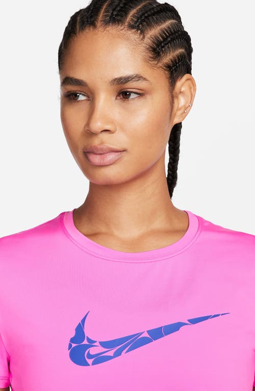 Shop Nike Dri-fit Swoosh Graphic T-shirt In 675 Playful Pink/hyper Royal