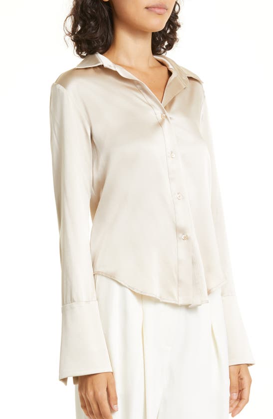 Twp Bessette Stretch Silk Button-up Blouse In Suntan