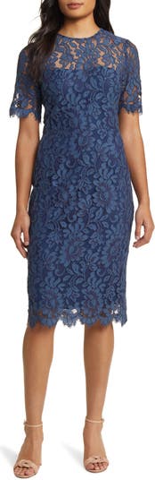 Eliza J Embroidered Lace Overlay Cocktail Dress | Nordstrom