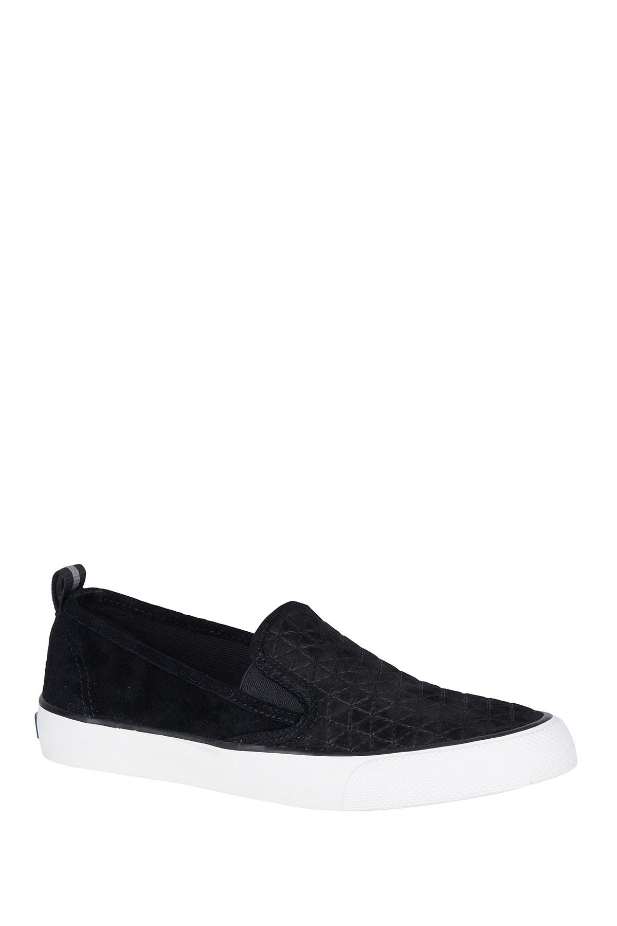 quilted black slip on sneakers