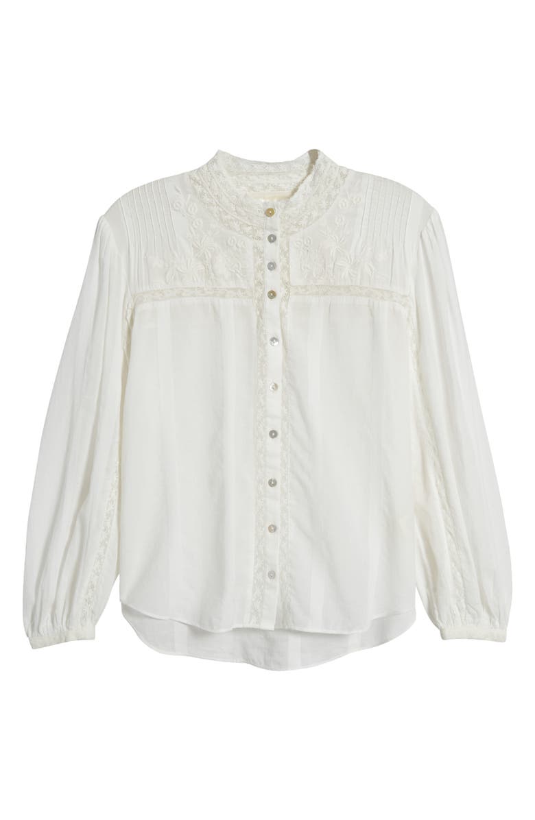 LoveShackFancy Ronda Lace Inset Cotton Blouse | Nordstrom