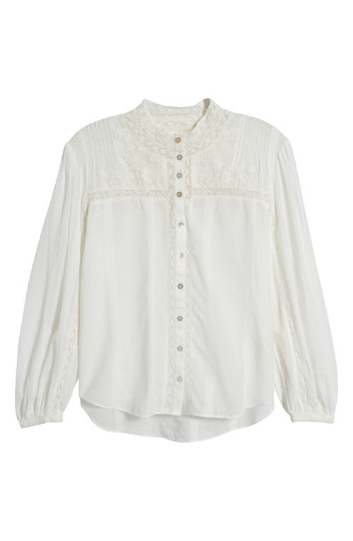 Shop Loveshackfancy Ronda Lace Inset Cotton Blouse In Antique White