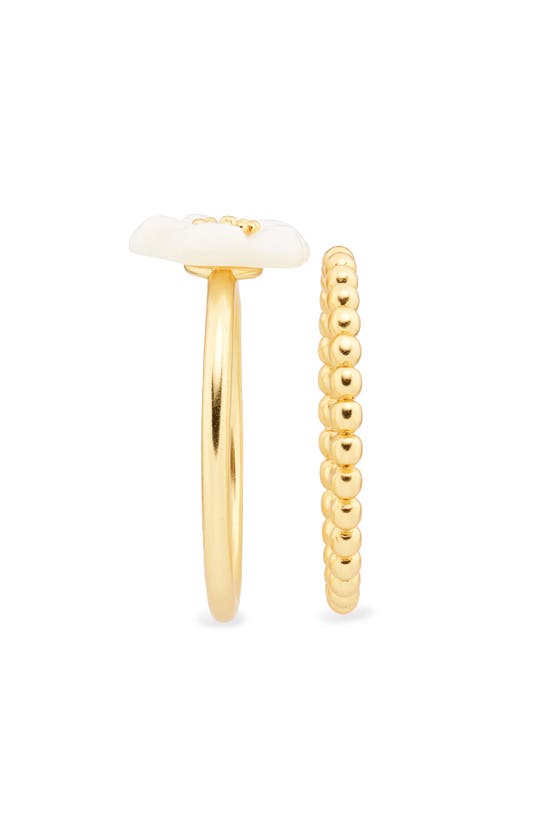 Shop Madewell Set Of 2 Mother-of-pearl Floral Stacking Rings In Vintage Gold