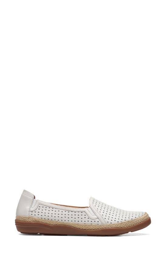 Clarks Elaina Ruby Laser Cut Espadrille Flat In White Leather