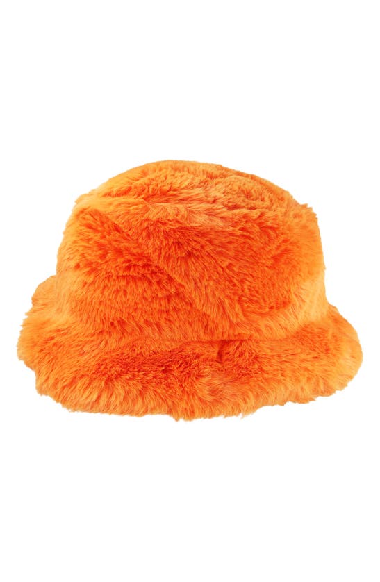 Kurt Geiger Faux Fur Bucket Hat In Orange
