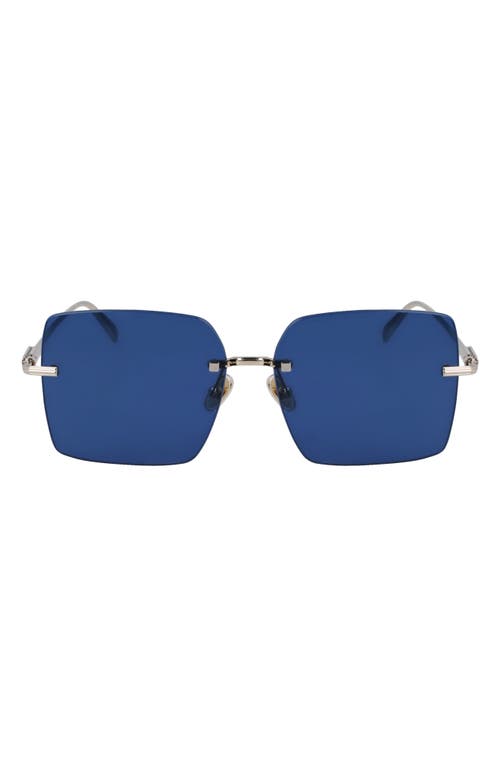 Shop Ferragamo Prisma 60mm Rectangular Sunglasses In Gold/blue