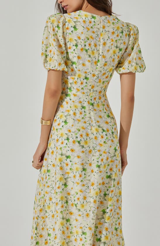 Shop Astr The Label Print Puff Sleeve Maxi Dress In Yellow White Floral