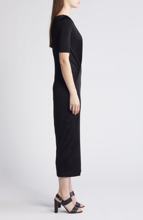 Shop Hugo Boss Boss Etalicy Short Sleeve Midi Dress In Black