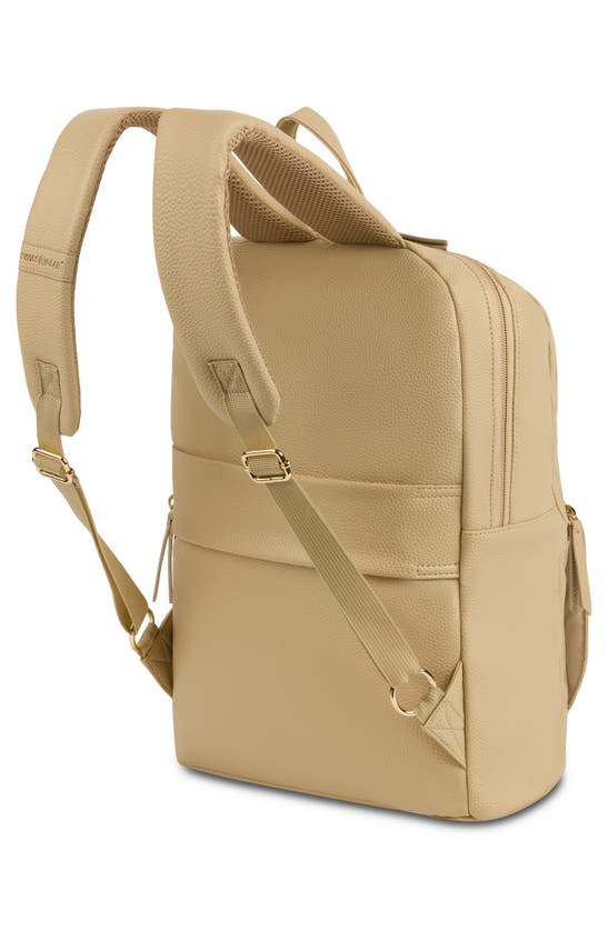 Shop Swissgear 9901 Faux Leather Laptop Backpack In Cream