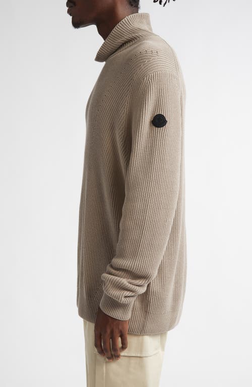 Moncler Ciclista Cotton Turtleneck Sweater In Beige