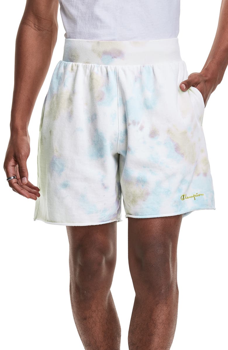 CHAMPION Sunwash Fleece Shorts, Main, color, SUN WASH LEMON GLACIER MULTI