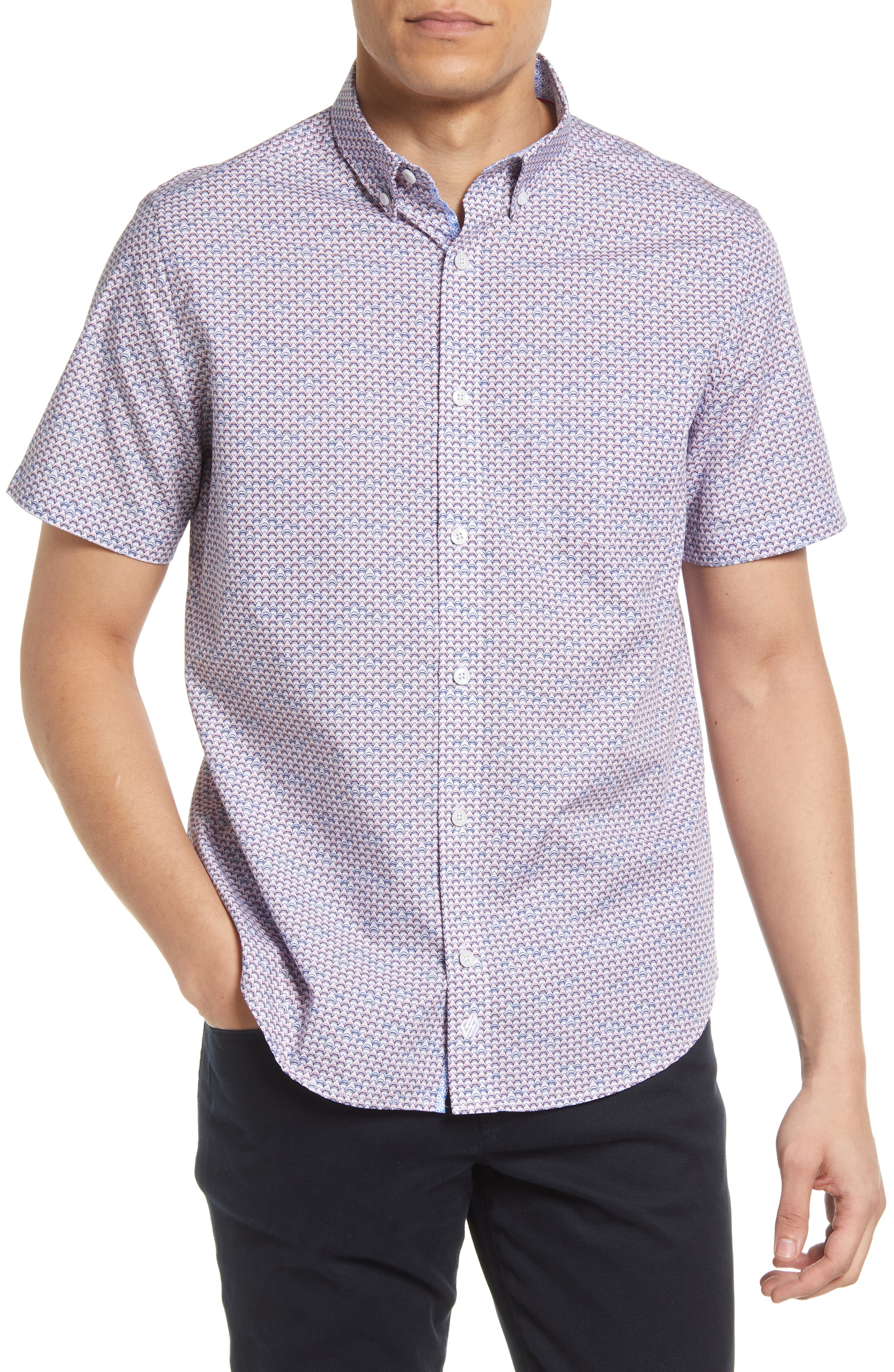 shark print button up shirt