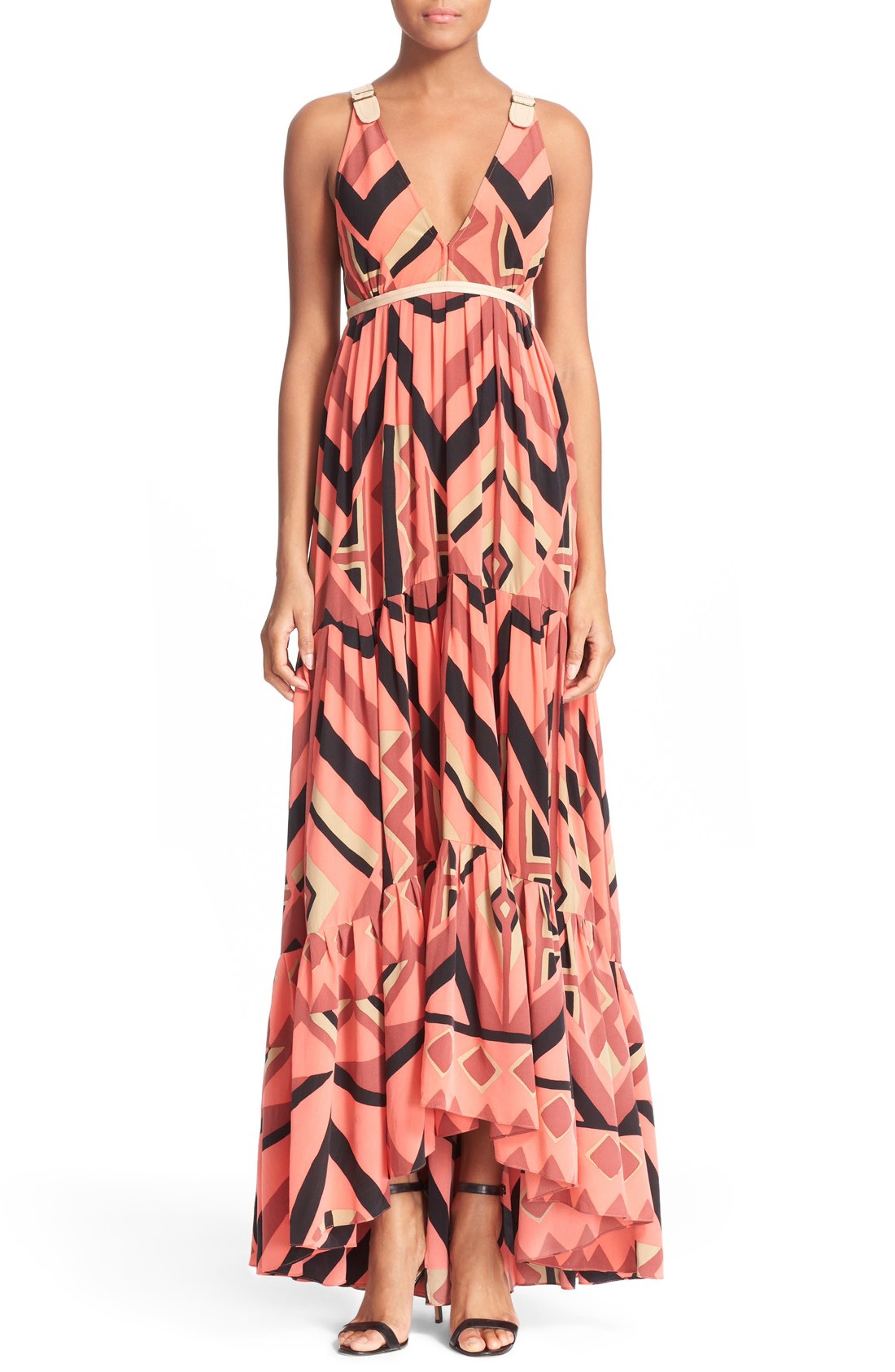 Tracy Reese Plunging V-Neck Silk Maxi Dress | Nordstrom