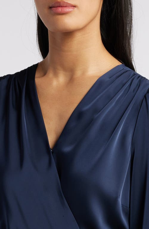 Shop Sam Edelman Faux Wrap Satin Maxi Dress In Navy