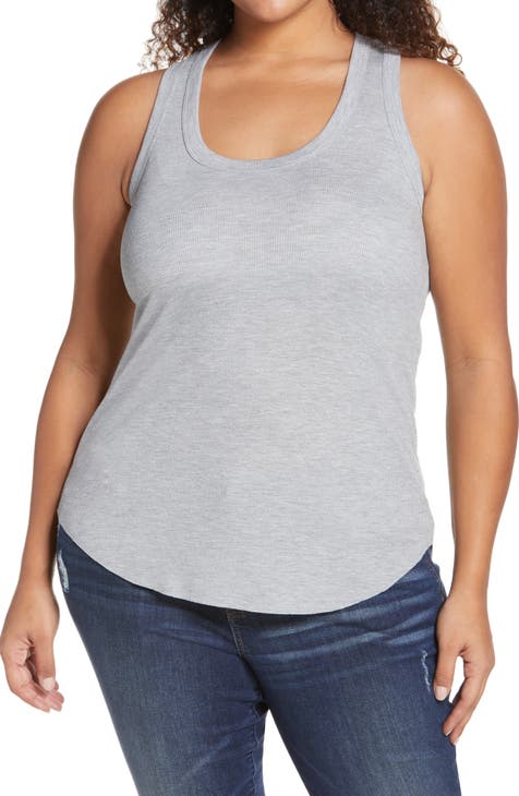 Women's Plus Short Sleeve Scoop Neck Extended Hem Top
