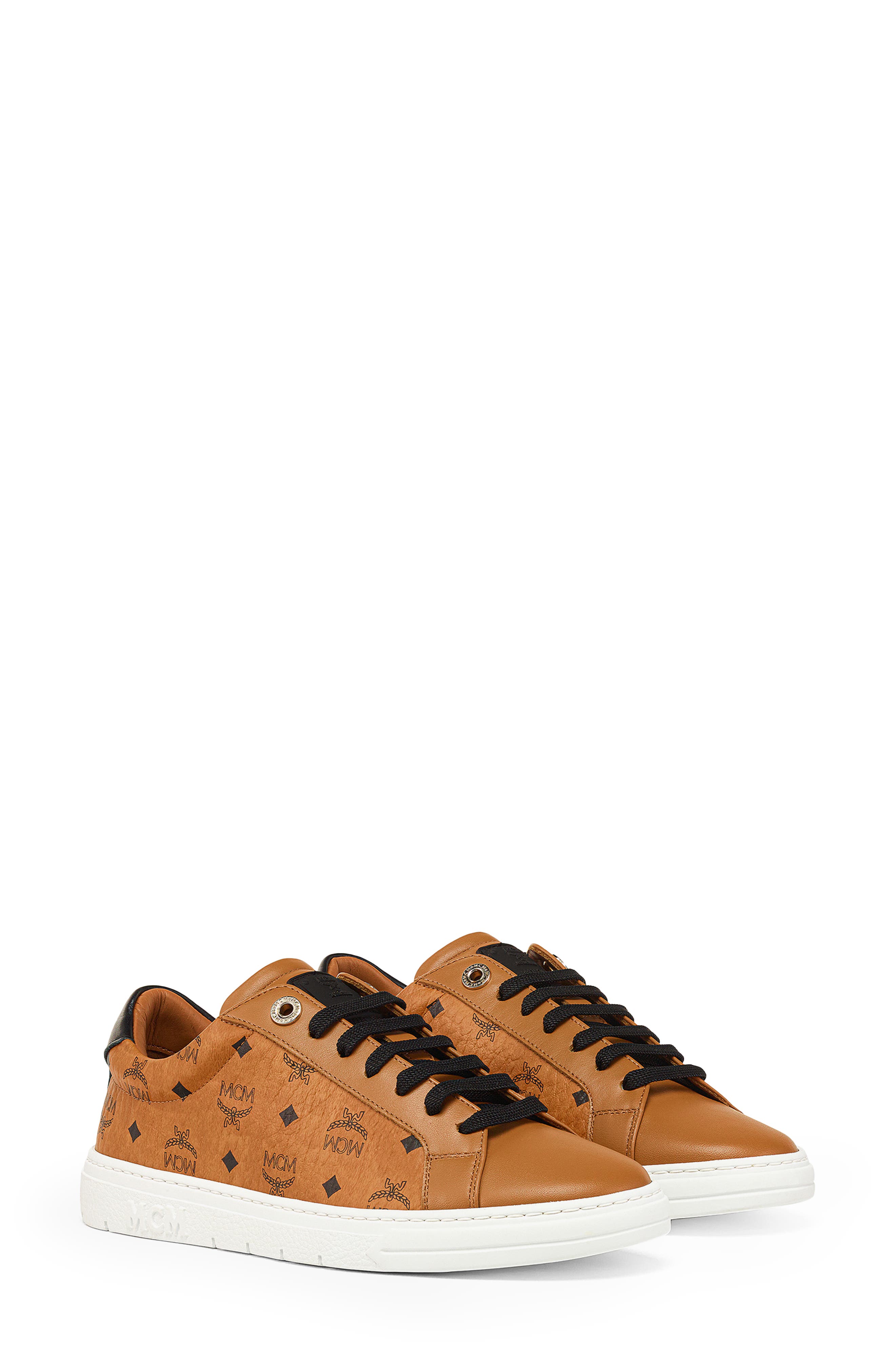 MCM Women's Blue Monogram Visetos Coated Canvas Low-Top Sneaker – Size M, Made In Italy (MES9ADA01VS)