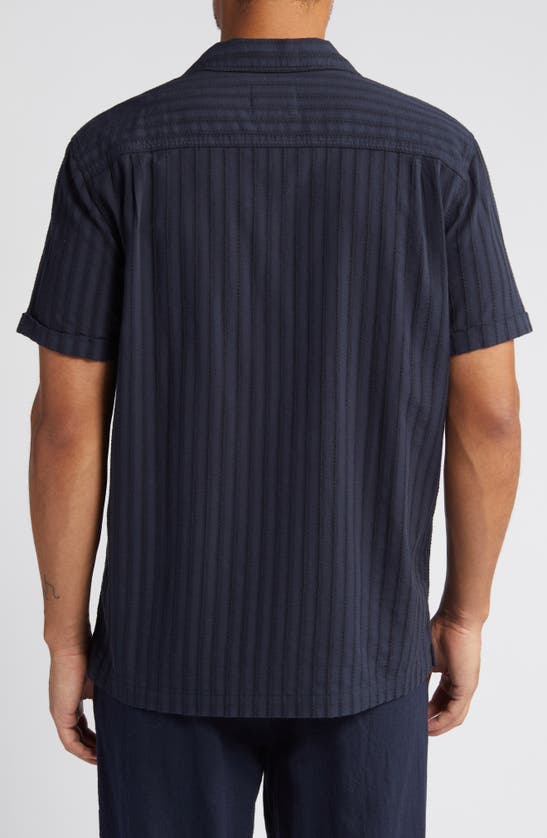 Shop Rails Sinclair Textured Stripe Camp Shirt In Deep Water