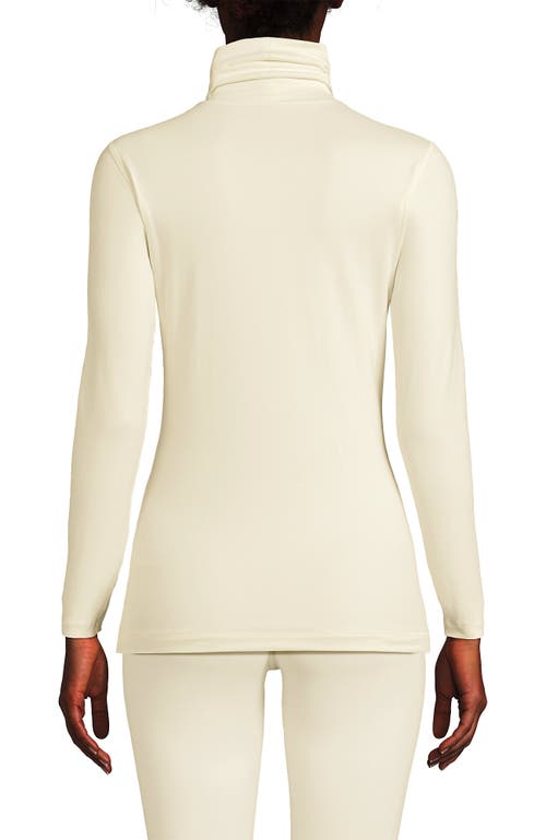 Shop Lands' End Baselayer Cozy Thermaskin Turtleneck Top In Fresh Ivory