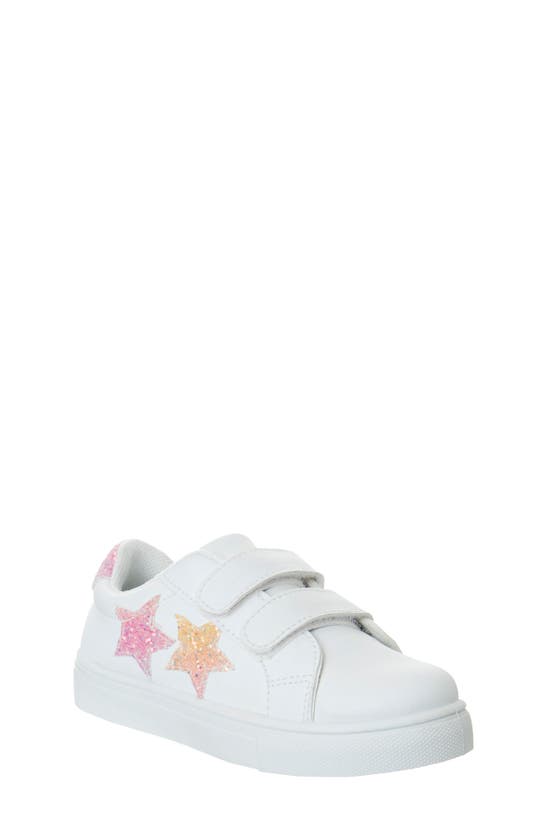 Shop Kensie Kids' Sparkle Star Sneaker In White Multi