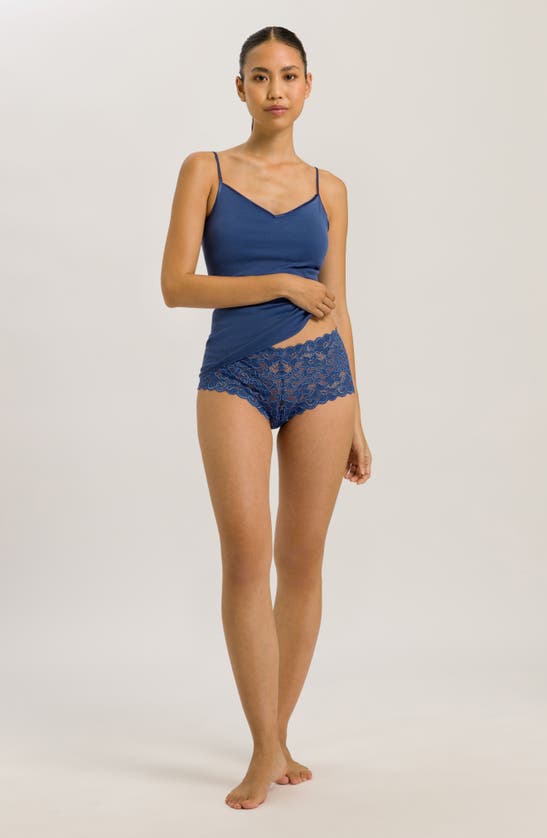 Shop Hanro Seamless Padded Cotton Camisole In True Navy