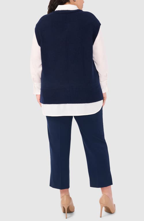 Halogenr Halogen(r) Layered Look Sweater Vest In Classic Navy