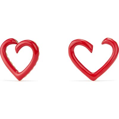 David Yurman Cable Heart Earrings In Red Enamel And 18K Gold